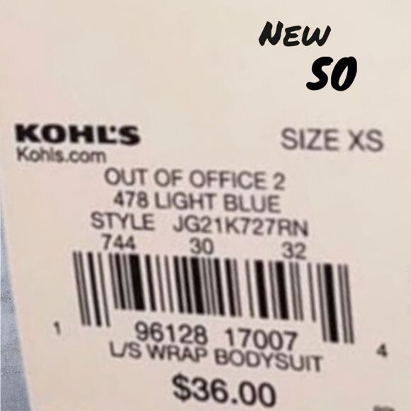 New NWT SO Kohl’s Light Blue Long Sleeve mesh bodysuit - Extra Small - Picture 2 of 7